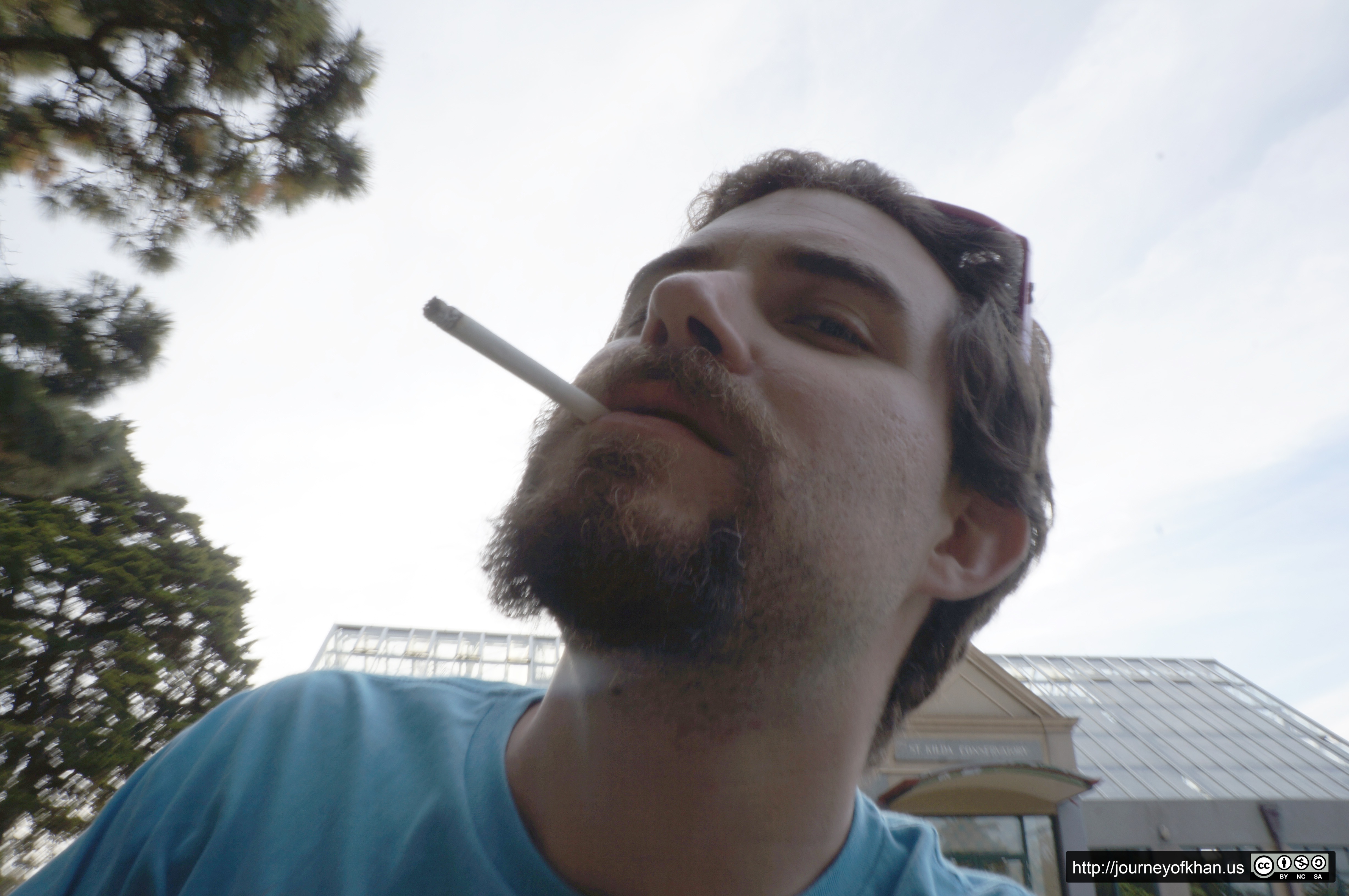 Smoking Man with a Beard (High Resolution)