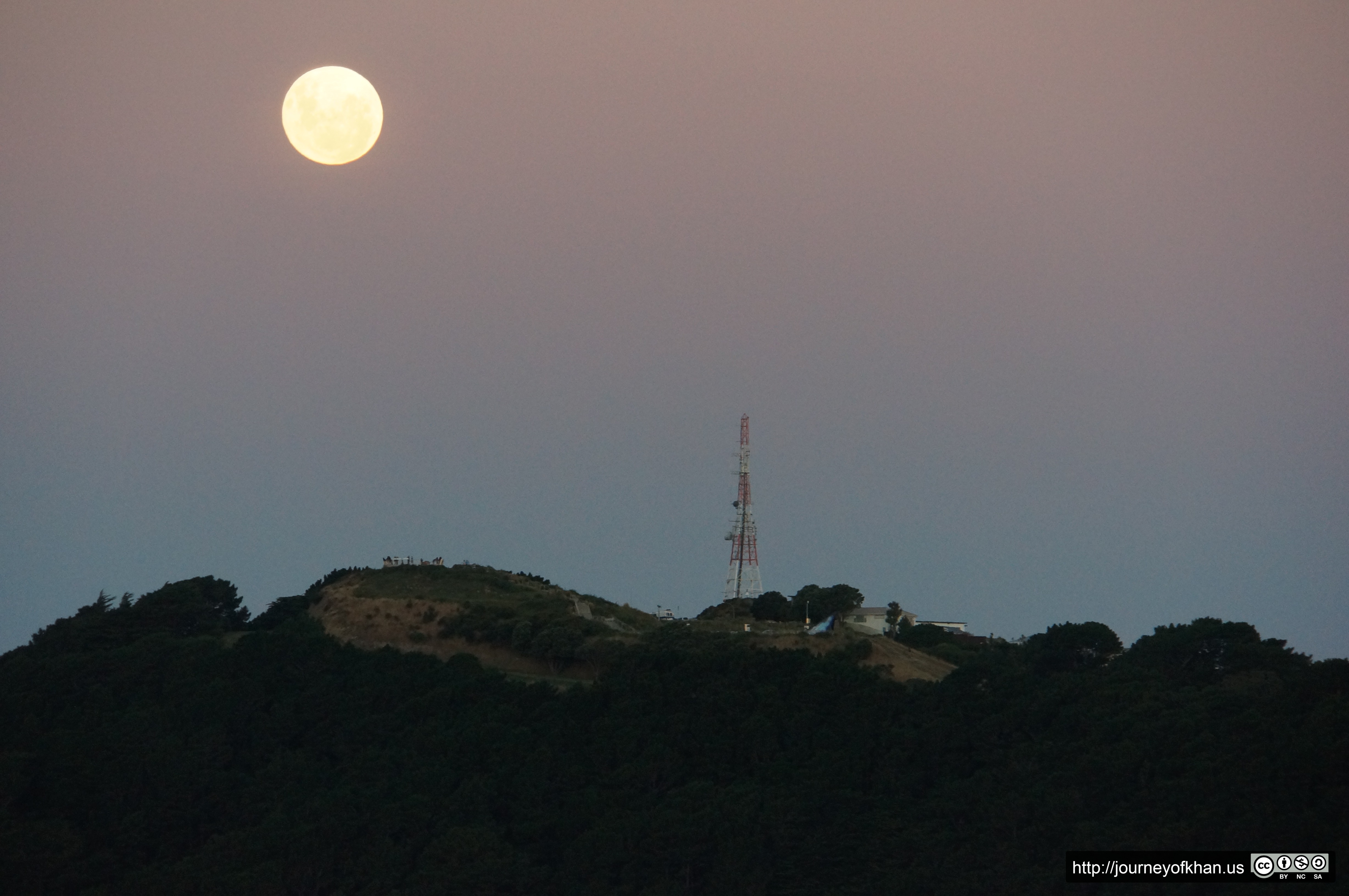 Full Moon Above Radio Tower (High Resolution)