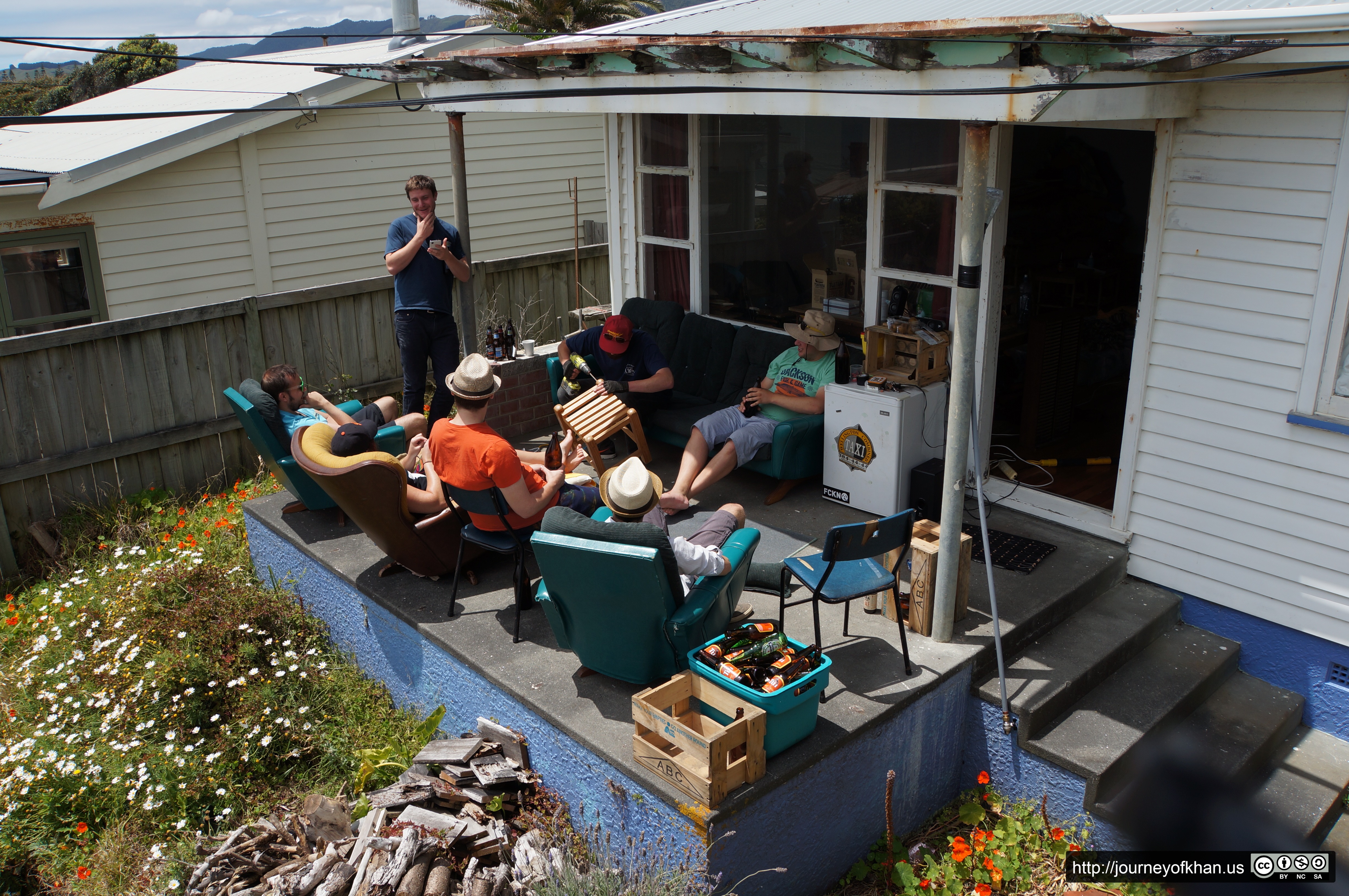 Sitting on a Deck on Crate Day (High Resolution)