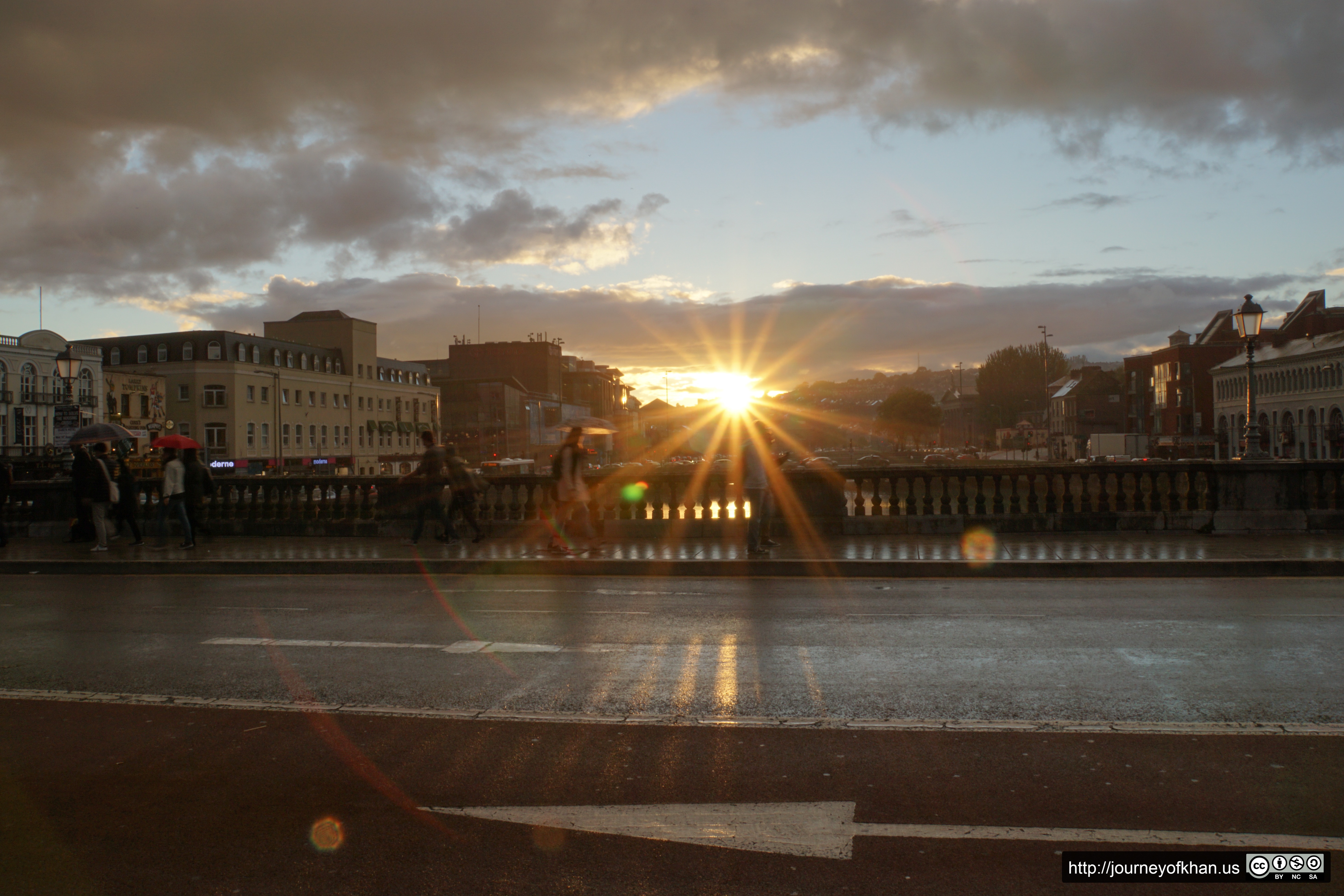 Sun over a Bridge in Cork (High Resolution)