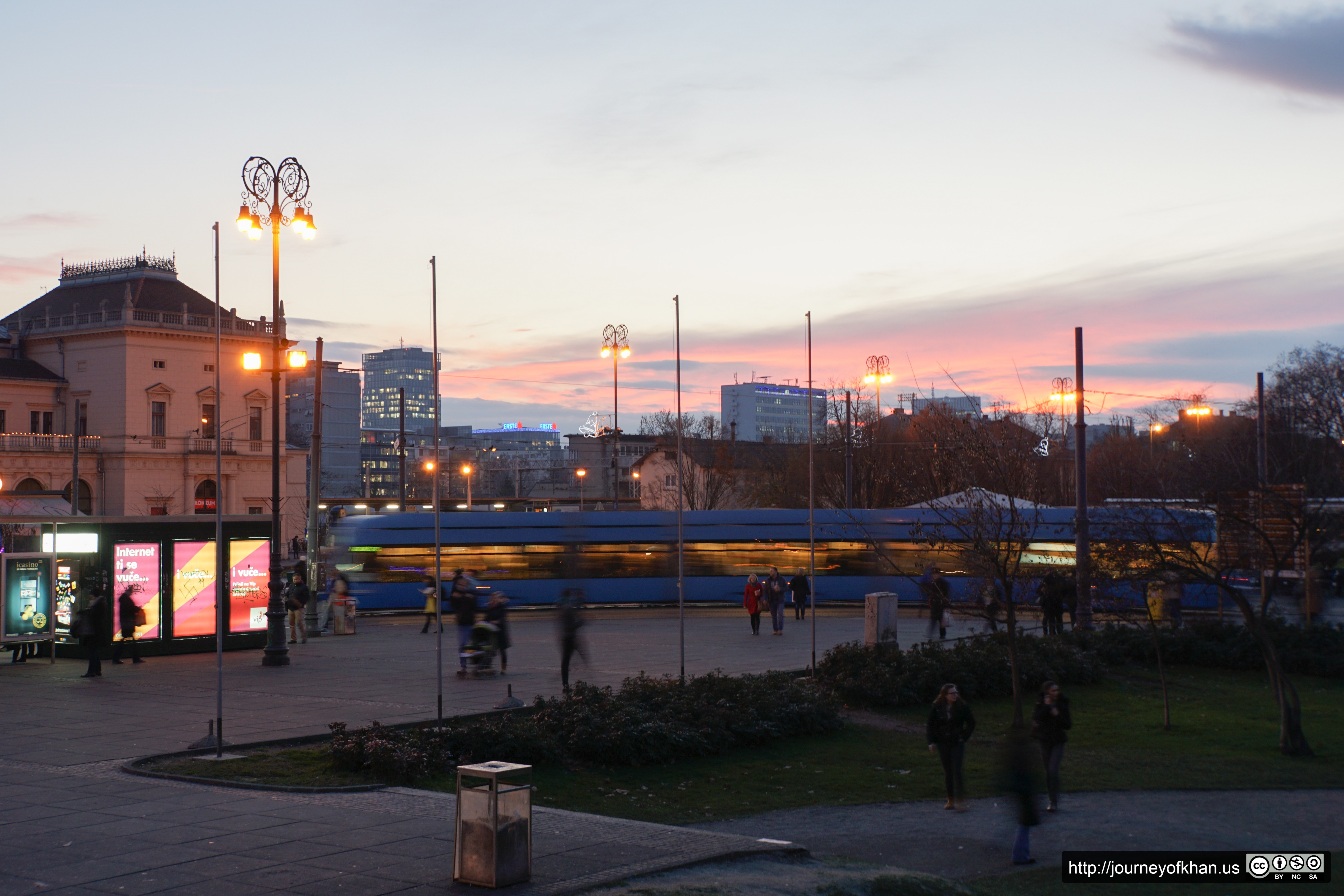 Tram in the Sunset in Croatia (High Resolution)