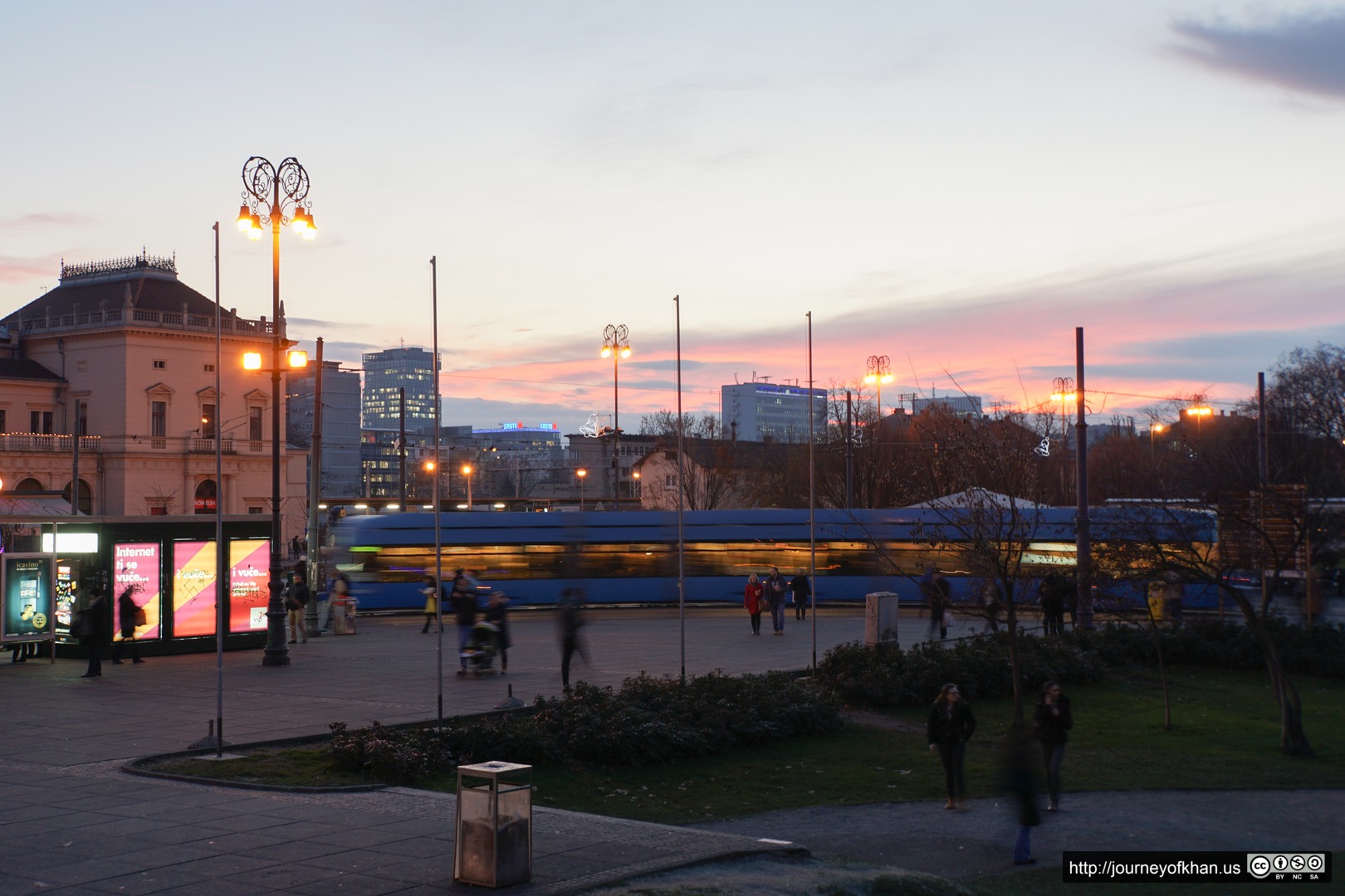 Tram in the Sunset in Croatia